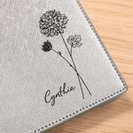 Personalized Birth Flower Leather Passport Holder and Luggage Tag with Name Birthday Gift for Travel Lovers Friends