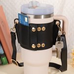 Sac de Bouteille avec Sangle Réglable Personnalisé avec Fleur de Naissance et Nom Manchon Bouteille 40oz Tumbler Cadeau d'Anniversaire pour Elle