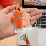Cordino per badge identificativo personalizzato con stampa a zampa e perline con nappe Regalo di apprezzamento per l'insegnante amante degli animali domestici
