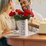 Personlig håndlaget leireglassvase med tekst Dato Bursdag Bryllupsgave til par
