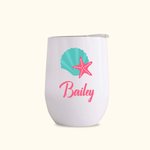 Spersonalizowany kubek na wino Fruits Flamingo Palm Flower Summer Theme 12oz z imieniem i nazwiskiem Prezent na wieczór panieński i kawalerski dla niej