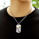 Collier porte-clés photo personnalisé avec texte gravé Cadeau d'anniversaire pour la famille et les amis