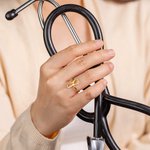 Personalized Stethoscope Design Sterling Silver Ring with Birthstone Graduation Nurse Week Gift for Nurse Doctor Medical Staff