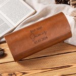 Personalised Portable Monogram Leather Watch Roll Travel Case with 1-3 Slots Wedding Father's Day Gift for Men Groomsmen