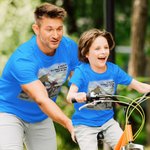 Personalized Motorcycle Helmet Father and Kid 100% Cotton T-shirt with Name Father's Day Gift for Dad Kid