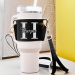 Sac de Bouteille avec Sangle Réglable Personnalisé avec Fleur de Naissance et Nom Manchon Bouteille 40oz Tumbler Cadeau d'Anniversaire pour Elle