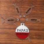 Spersonalizowany akrylowy brelok do kluczy Papa's Keeper z 1-4 rybami i imionami Urodzinowy prezent na Dzień Ojca dla taty, dziadka i miłośników wędkarstwa