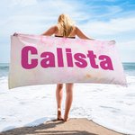 Serviette de Plage Multicolore à Séchage Rapide Personnalisée avec Nom Cadeau d'Anniversaire et des Vacances pour Elle