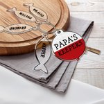 Spersonalizowany akrylowy brelok do kluczy Papa's Keeper z 1-4 rybami i imionami Urodzinowy prezent na Dzień Ojca dla taty, dziadka i miłośników wędkarstwa