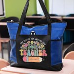 Personalisierte Teach Them Love Them Watch Them Grow Canvas Tote Bag mit Namen und Wildflower Pencil Design Teacher's Day Appreciation Geschenk für Lehrer