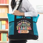 Personalisierte Teach Them Love Them Watch Them Grow Canvas Tote Bag mit Namen und Wildflower Pencil Design Teacher's Day Appreciation Geschenk für Lehrer
