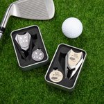 Personalized Stainless Steel Monogram Magnetic Divot Repair Tool Ball Marker Set Hat Clip with Case Father’s Day Birthday Gift for Golf Lover