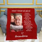 Personalized Multicolor Hugs From Heaven Soft Photo Blanket with Name Sympathy Memorial Gift for Loss of Loved One