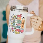 Vaso personalizado Wildflower 40oz con nombre Teach Them Love Them Watch Them Grow Back to School Appreciation Gift for Teacher