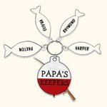 Spersonalizowany akrylowy brelok do kluczy Papa's Keeper z 1-4 rybami i imionami Urodzinowy prezent na Dzień Ojca dla taty, dziadka i miłośników wędkarstwa