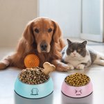 Personalizado doble desmontable Pet Bowl con perro gato Oreja Contorno Nombre Regalo de cumpleaños para el amante del animal doméstico