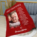 Personalized Multicolor Hugs From Heaven Soft Photo Blanket with Name Sympathy Memorial Gift for Loss of Loved One