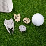 Personalized Stainless Steel Monogram Magnetic Divot Repair Tool Ball Marker Set Hat Clip with Case Father’s Day Birthday Gift for Golf Lover