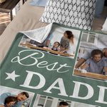 Personalized 9 Photo Collage Best Daddy Ever Soft Blanket with Title Father's Day Thanksgiving Gift For Dad Family