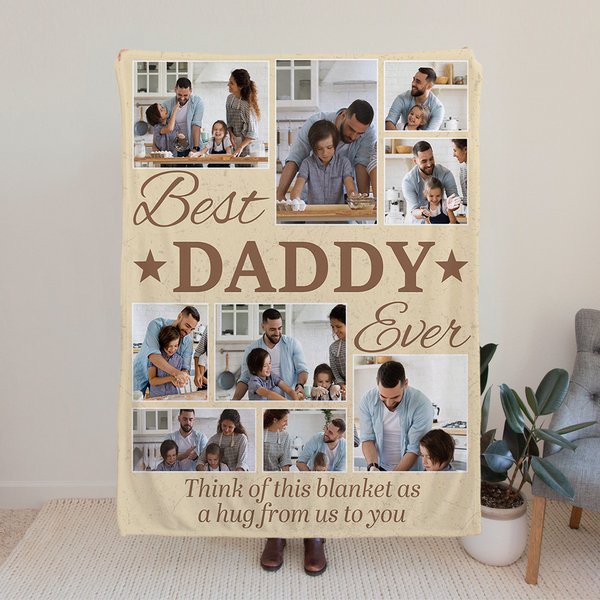 Coperta morbida personalizzata con 9 collage di foto con titolo Festa del papà Regalo di ringraziamento per la famiglia del papà