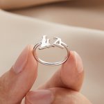 Personligt djur djur silhuett initialer ring minnesmärke smycken gåva för djurälskare