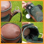 Sac Balle de Golf en Cuir PU Personnalisé avec Monogramme et Set Coupe-Cigares Humidificateur Cadeau Fête des Pères pour Amateurs de Golf