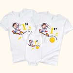 Henkilökohtainen ensimmäinen matka Auringon ympäri Matching paita Baby Onesie vauvan valokuva ja nimi Syntymäpäivä Baby Shower lahja uudelle vauvalle vanhemmille