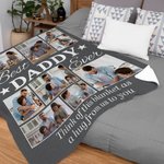 Personalized 9 Photo Collage Best Daddy Ever Soft Blanket with Title Father's Day Thanksgiving Gift For Dad Family