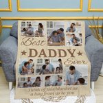Personalized 9 Photo Collage Best Daddy Ever Soft Blanket with Title Father's Day Thanksgiving Gift For Dad Family