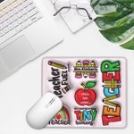 Gepersonaliseerde 3D Effect Apple Pencil Regenboog Teach Love Inspire Antislip Muismat met Naam Verjaardag Lerarendag Waardering Cadeau voor Leraar