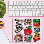 Gepersonaliseerde 3D Effect Apple Pencil Regenboog Teach Love Inspire Antislip Muismat met Naam Verjaardag Lerarendag Waardering Cadeau voor Leraar