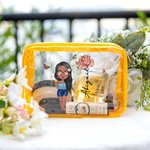 Personalized Cartoon Girl Birth Flower Clear Waterproof Makeup Bag with Name Travel Essentials Wedding Party Birthday Gift for Her