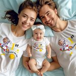 Henkilökohtainen ensimmäinen matka Auringon ympäri Matching paita Baby Onesie vauvan valokuva ja nimi Syntymäpäivä Baby Shower lahja uudelle vauvalle vanhemmille
