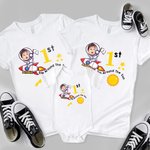 Henkilökohtainen ensimmäinen matka Auringon ympäri Matching paita Baby Onesie vauvan valokuva ja nimi Syntymäpäivä Baby Shower lahja uudelle vauvalle vanhemmille