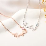 Personalisierte Western Cowboy Stil Birthstone Halskette mit Namen Jahrestag Geburtstag Geschenk für sie