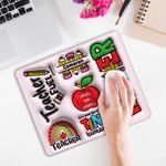 Gepersonaliseerde 3D Effect Apple Pencil Regenboog Teach Love Inspire Antislip Muismat met Naam Verjaardag Lerarendag Waardering Cadeau voor Leraar