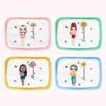 Personalized Cartoon Girl Birth Flower Clear Waterproof Makeup Bag with Name Travel Essentials Wedding Party Birthday Gift for Her