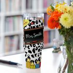 Personlig undervisningsverktyg mönster leopardtryck 40oz tumbler med sugrör och namnuppskattning Lärardagspresent för lärare