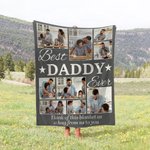 Personalized 9 Photo Collage Best Daddy Ever Soft Blanket with Title Father's Day Thanksgiving Gift For Dad Family