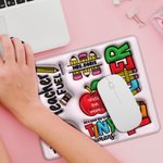 Gepersonaliseerde 3D Effect Apple Pencil Regenboog Teach Love Inspire Antislip Muismat met Naam Verjaardag Lerarendag Waardering Cadeau voor Leraar