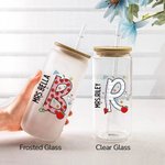 Personalisierte niedliche Graffiti Brief 20oz Glas Becher mit Namen Deckel und Stroh Teacher's Day Anerkennung Geschenk für Lehrer
