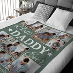 Personalized 9 Photo Collage Best Daddy Ever Soft Blanket with Title Father's Day Thanksgiving Gift For Dad Family