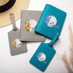 Gepersonaliseerd golfthema aquarel geboortebloem lederen paspoorthouder bagagelabelset met naam reisaccessoires verjaardagscadeau voor golfliefhebbers