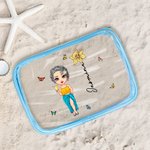 Personalized Cartoon Girl Birth Flower Clear Waterproof Makeup Bag with Name Travel Essentials Wedding Party Birthday Gift for Her