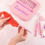 Personalized Pink Ergonomic Name Crochet Hooks 8 Pcs Set with Storage Case for Arthritic Hands Birthday Gift for Crochet Lovers