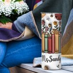 Personlig 3D-effekt blomma bok 20oz Skinny Tumbler med namnlock och sugrör Födelsedagspresent för lärare för lärare bokälskare
