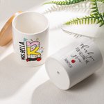 Pot à Plantes en Céramique Personnalisé avec Nom Base en Bambou Cadeau d'Anniversaire pour Professeur