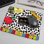 Personlig Leopard Penna Apple Lärarinspiration Halkfri musmatta med namn Uppskattning Tillbaka till skolan Present till lärare