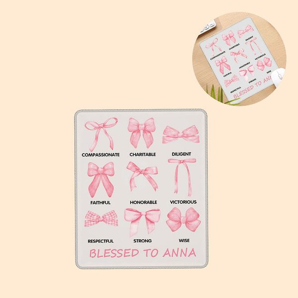Tapis de Souris Personnalisé avec Parole Bénie Biblique et Nœud Papillon Cadeau Anniversaire pour Femme Chrétienne