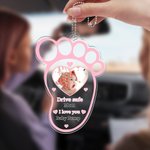 Gepersonaliseerde Drive Safe Baby Voetafdruk Multi-color Acryl Autospiegel Hanger Accessoires met Babyfoto Moederdag Vaderdag Cadeau voor Mama Papa